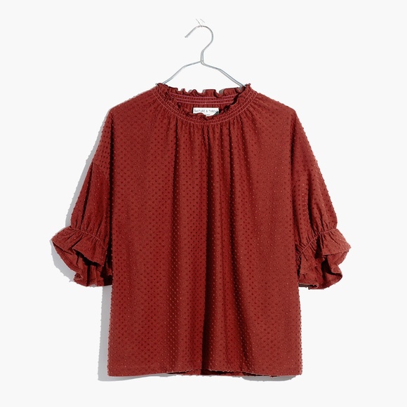 Madewell Texture & Thread Clipdot Ruffle Top - Picture 1 of 3